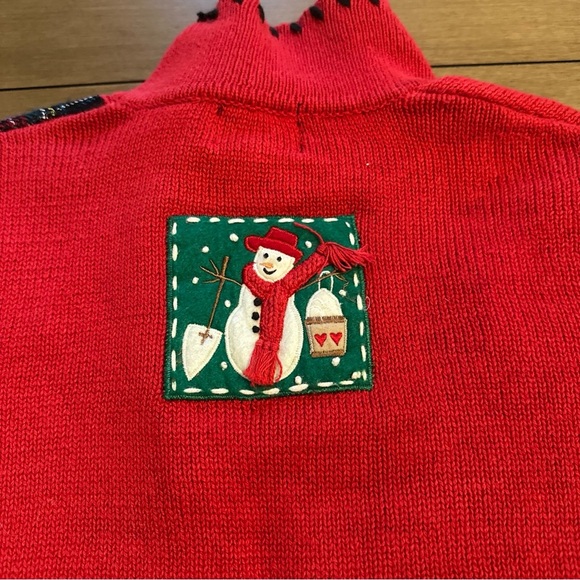 Vintage 90s Christmas Holiday Sweater Red Knit Cardigan Designers Originals P/L - Picture 10 of 10